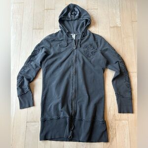 Vertigo Paris Fleur De Lis Embroidered Full Zip Women’s Hoodie Gray Sz Large